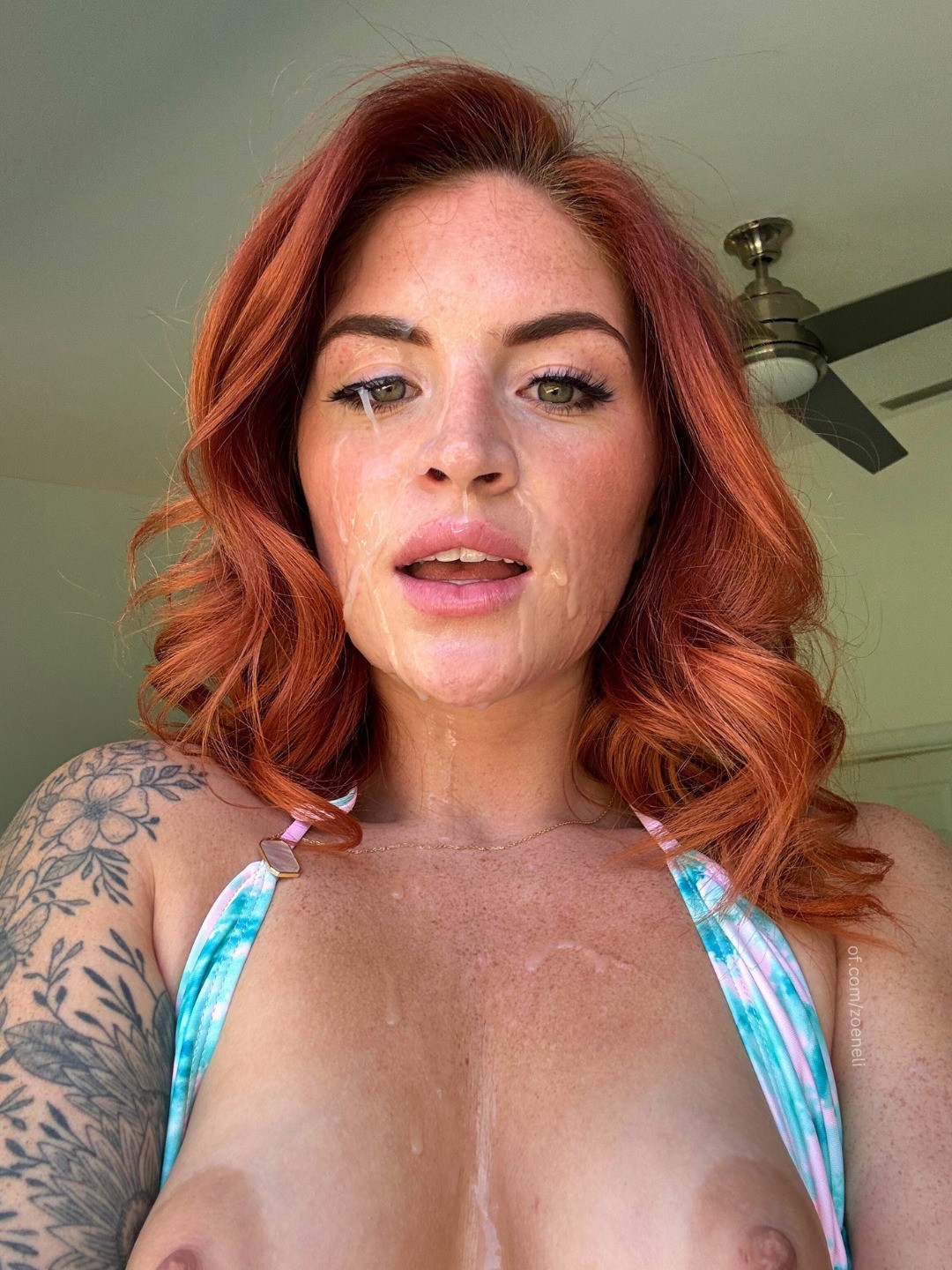 @zoeneli redhead face covered in cum